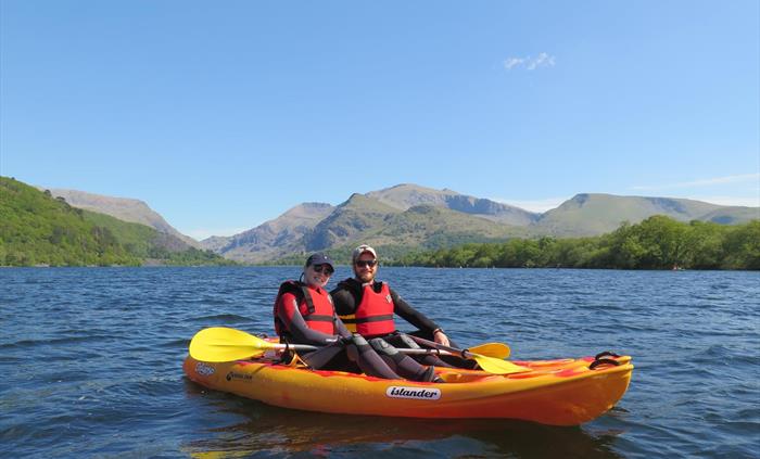 Hire kayaks and explore Llyn Padarn. Boulder Adventures watersports centre, next to the Slate Museum railway line, Llanberis.